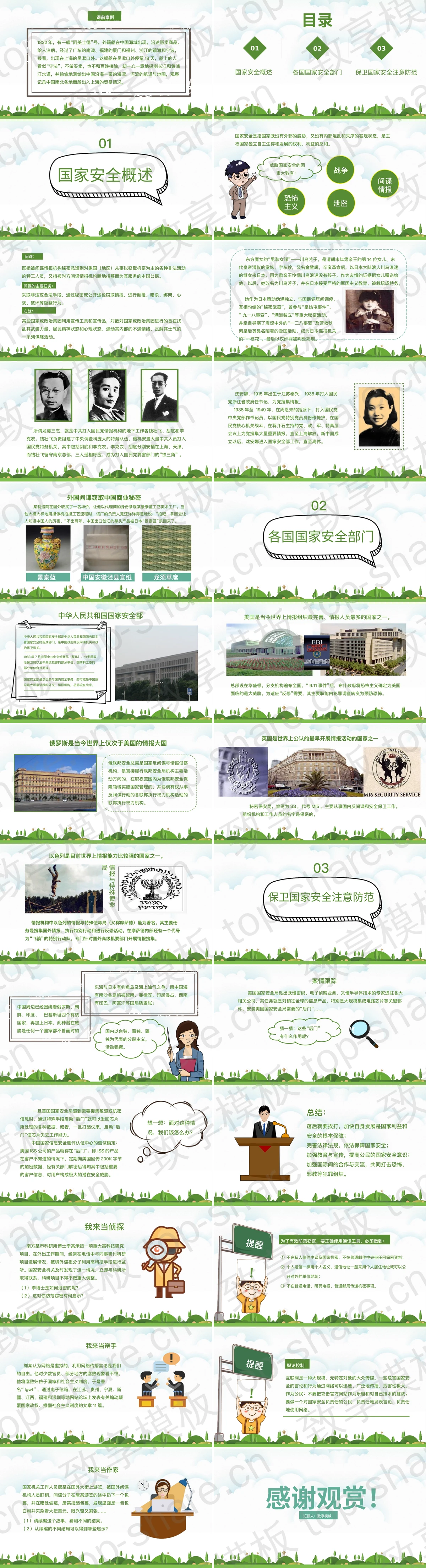 图片[2]-绿色卡通中小学生国家安全教育PPT模板 - 致享TOP-SHARE-致享TOP-SHARE