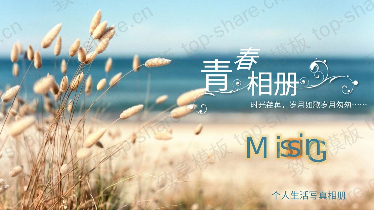 时光荏苒岁月如歌，青春纪念册PPT模板-致享TOP-SHARE