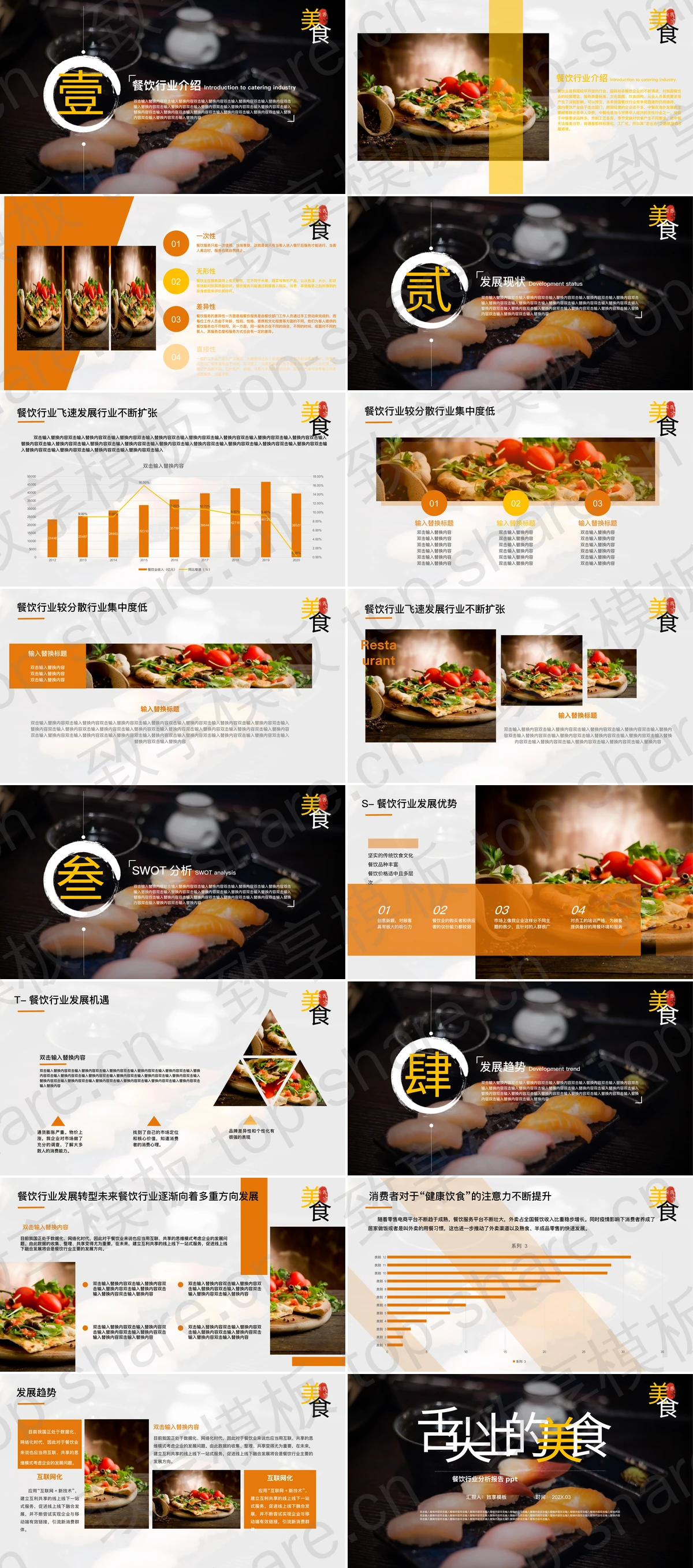 图片[2]-精致寿司背景的“舌尖上的美食”餐饮行业分析报告PPT模板 - 致享TOP-SHARE-致享TOP-SHARE