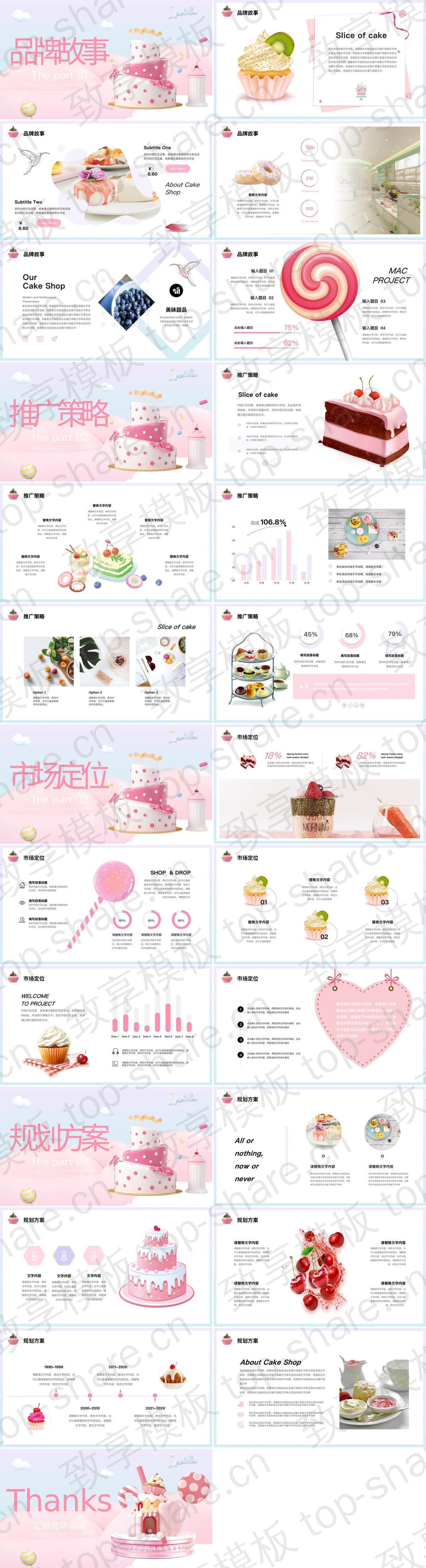 图片[2]-粉色甜品糖果背景的“甜蜜时光”美味甜品推广策划PPT模板 - 致享TOP-SHARE-致享TOP-SHARE