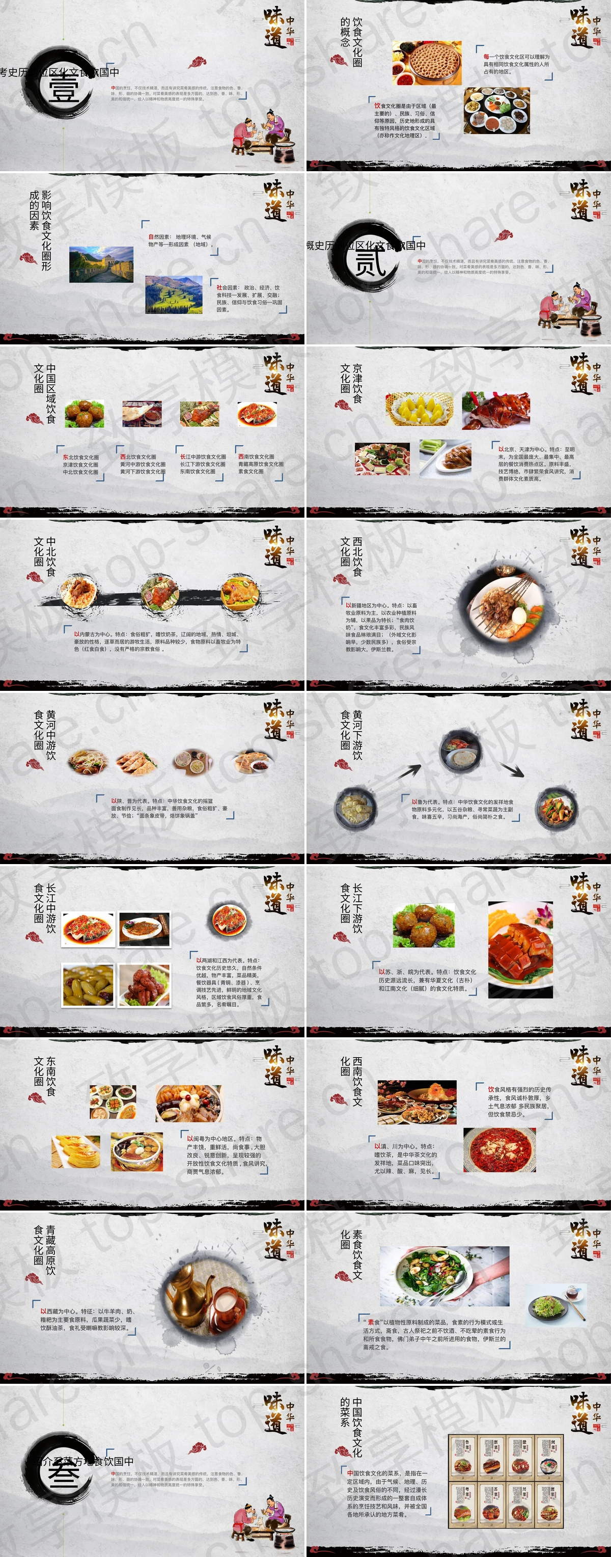 图片[2]-古典中国风背景的“中华味道”中国餐饮文化介绍PPT模板 - 致享TOP-SHARE-致享TOP-SHARE