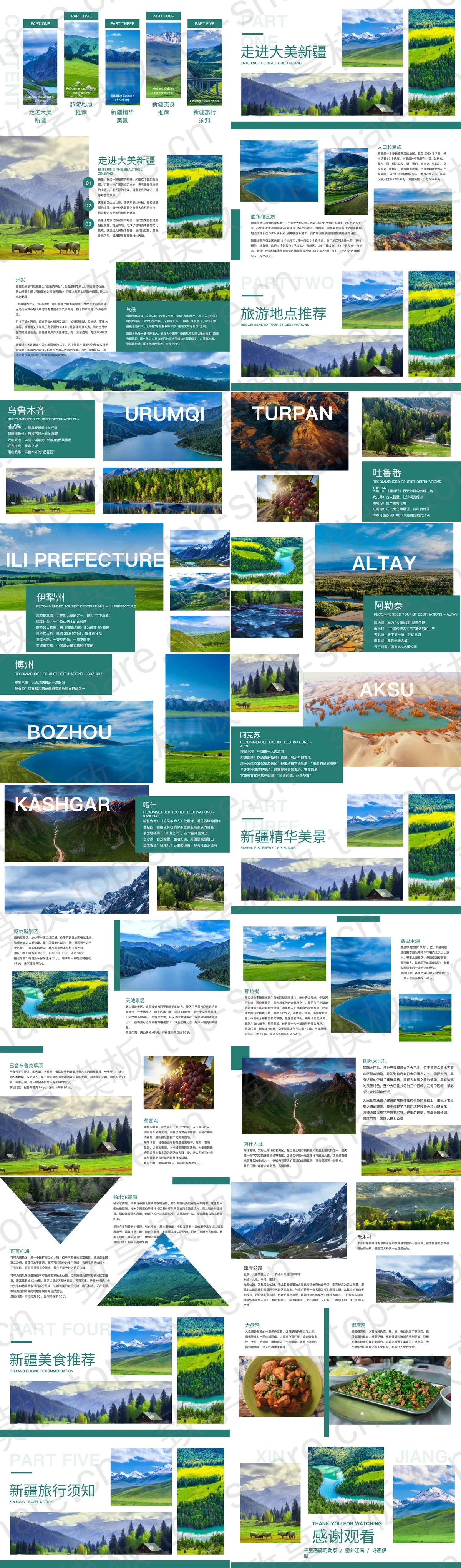 图片[2]-绿色雪山森林背景新疆旅游宣传PPT模板 - 致享TOP-SHARE-致享TOP-SHARE