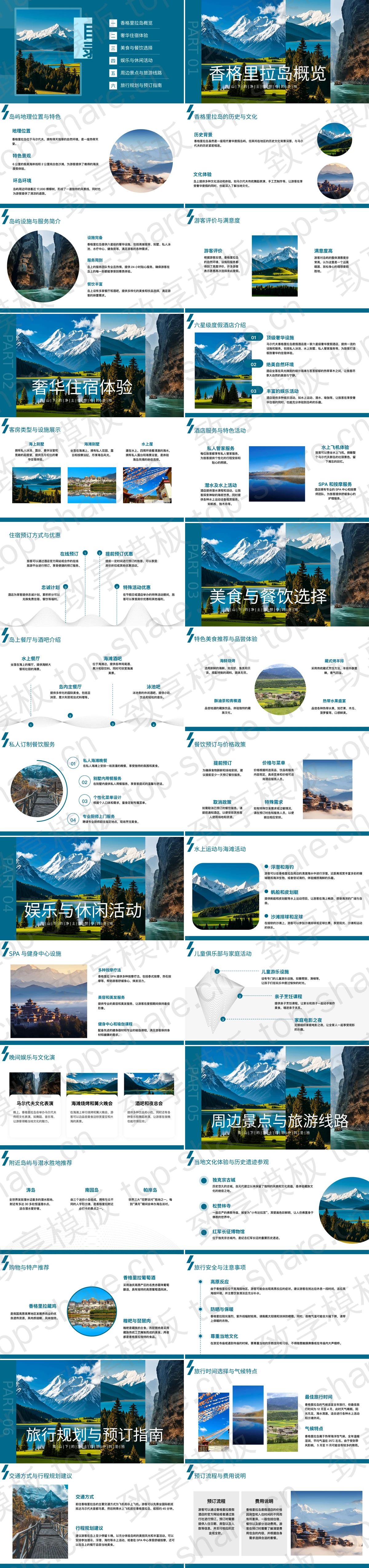 图片[2]-蓝色雪山背景“一起去香格里拉!”旅行攻略PPT模板 - 致享TOP-SHARE-致享TOP-SHARE
