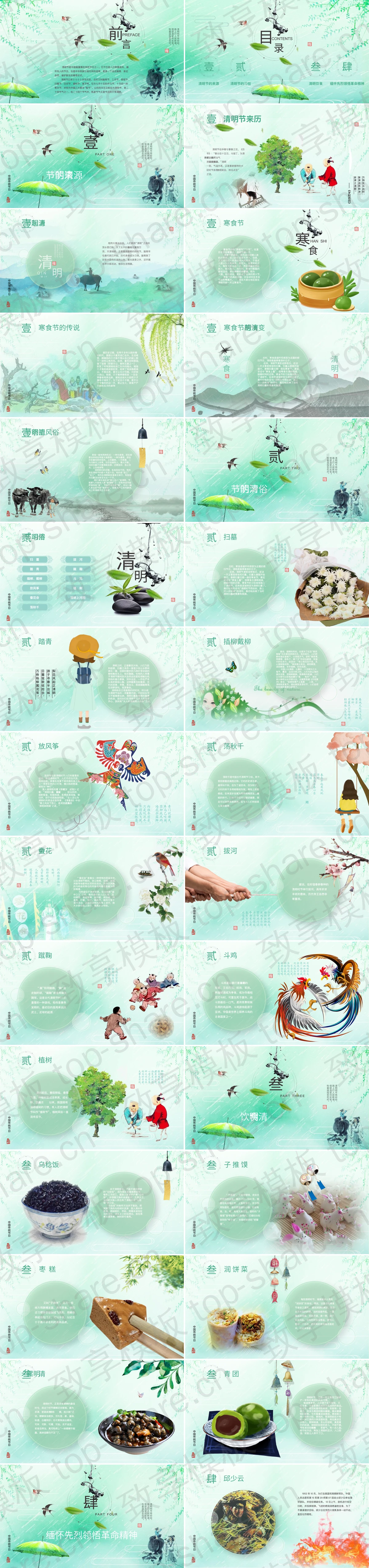图片[2]-绿色清新中国风背景的清明节节日介绍PPT模板 - 致享TOP-SHARE-致享TOP-SHARE