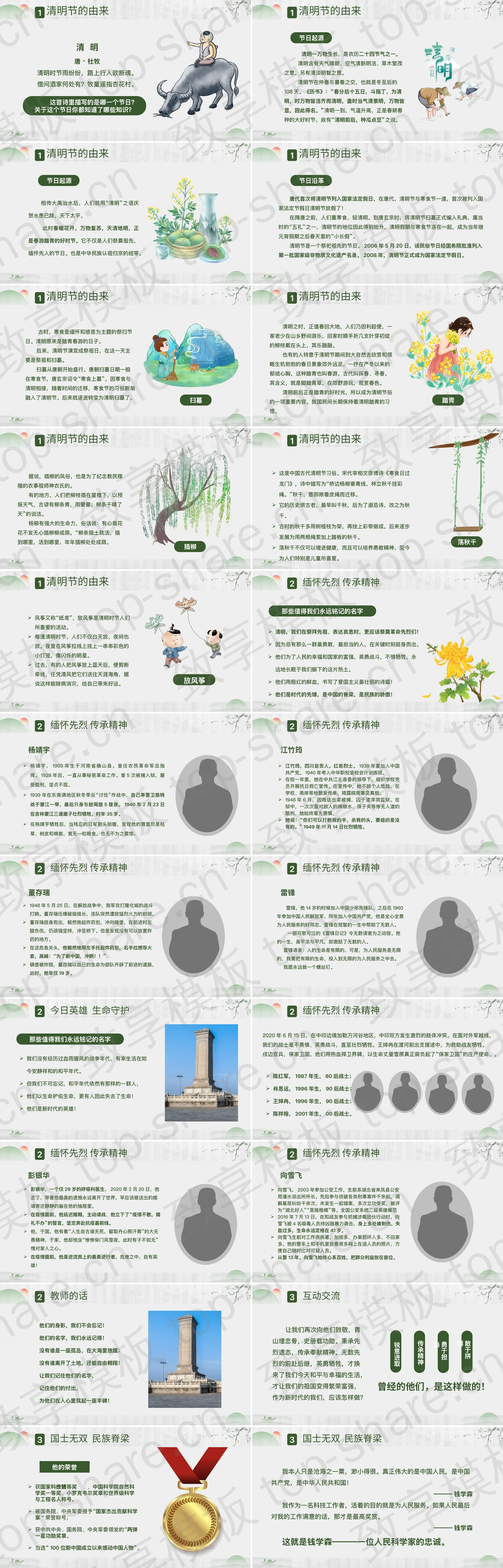 图片[2]-绿色烈士陵园背景的“祭先烈敬英雄”清明节主题班会PPT模板 - 致享TOP-SHARE-致享TOP-SHARE
