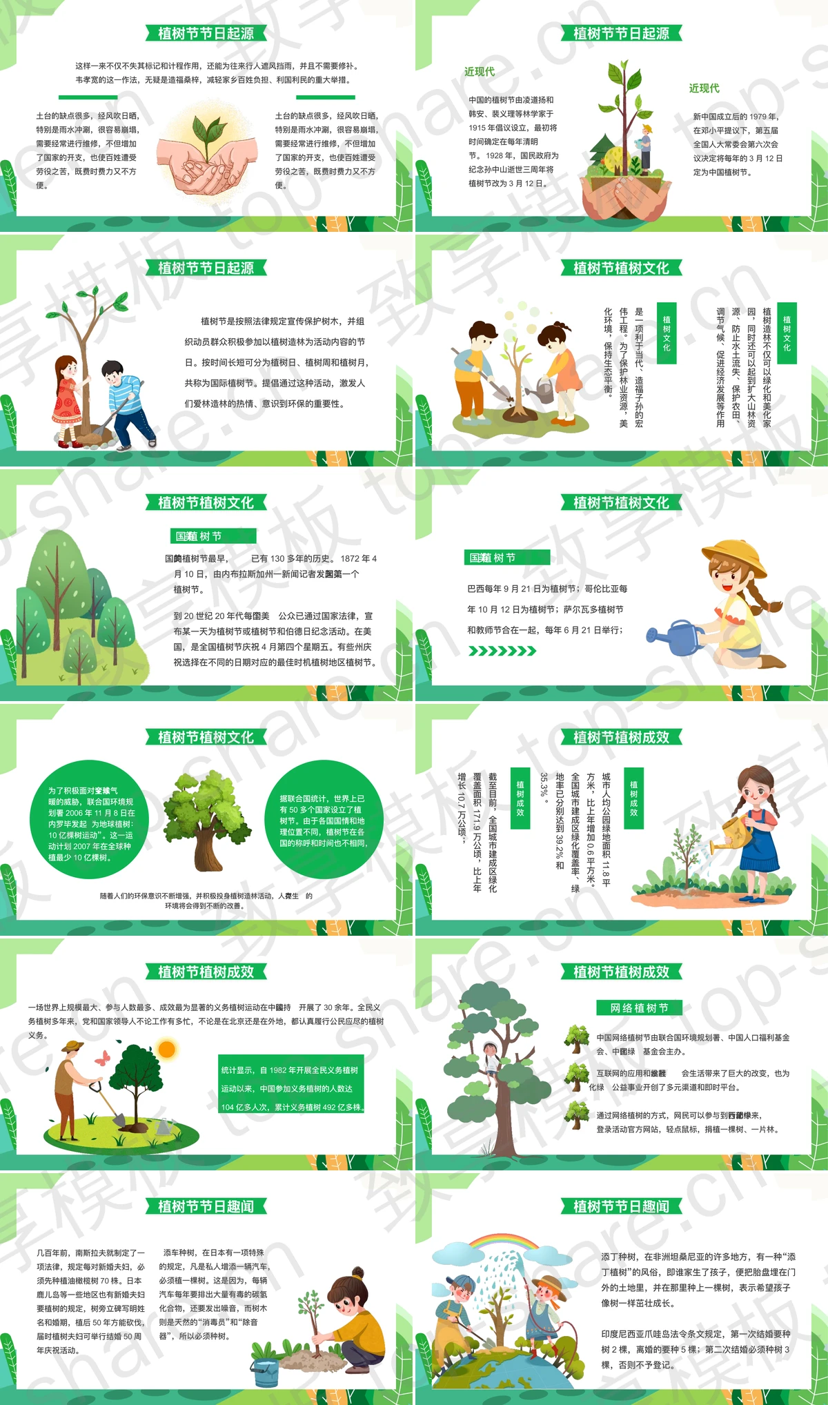 图片[2]-绿色卡通植树的少年背景“3.12植树造林”植树节节日介绍PPT模板 - 致享TOP-SHARE-致享TOP-SHARE