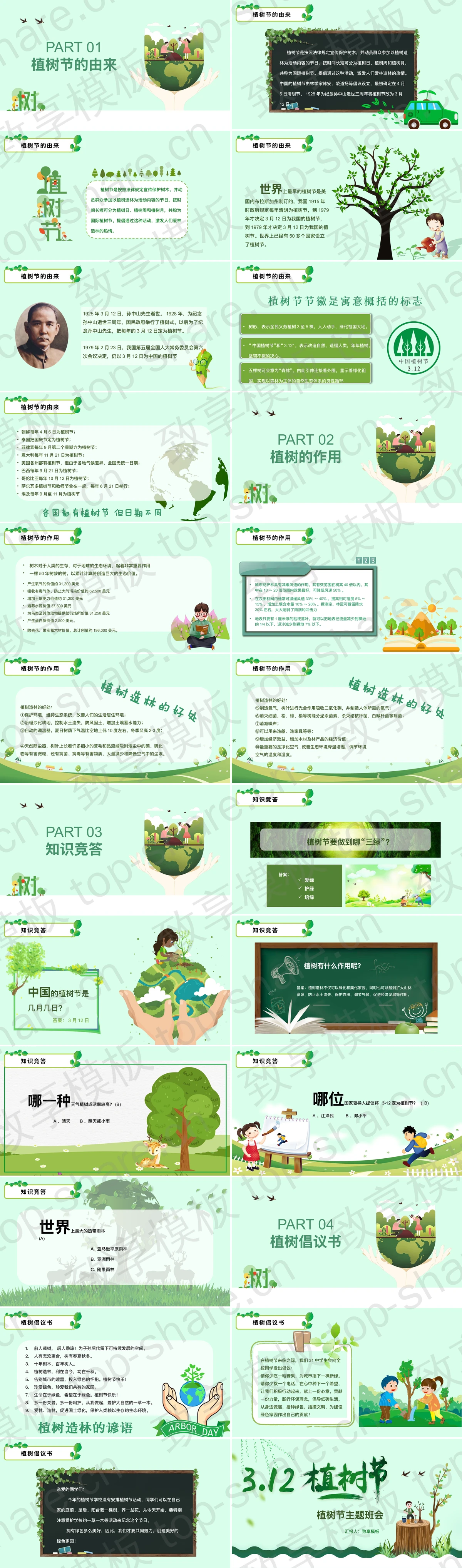 图片[2]-站在树桩上的小孩背景“3·12植树节”主题班会PPT模板 - 致享TOP-SHARE-致享TOP-SHARE