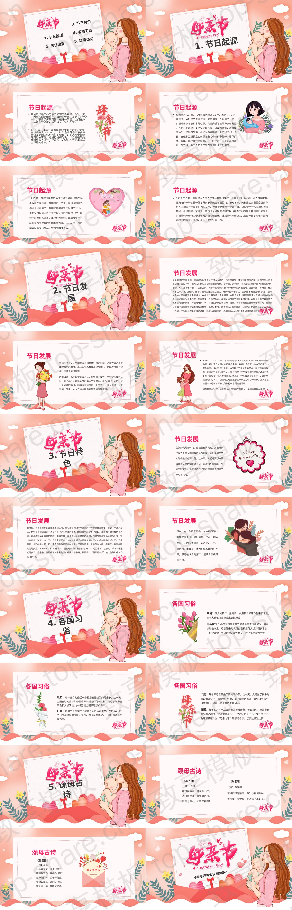 图片[2]-红色卡通风格的小学校园母亲节主题班会PPT模板 - 致享TOP-SHARE-致享TOP-SHARE