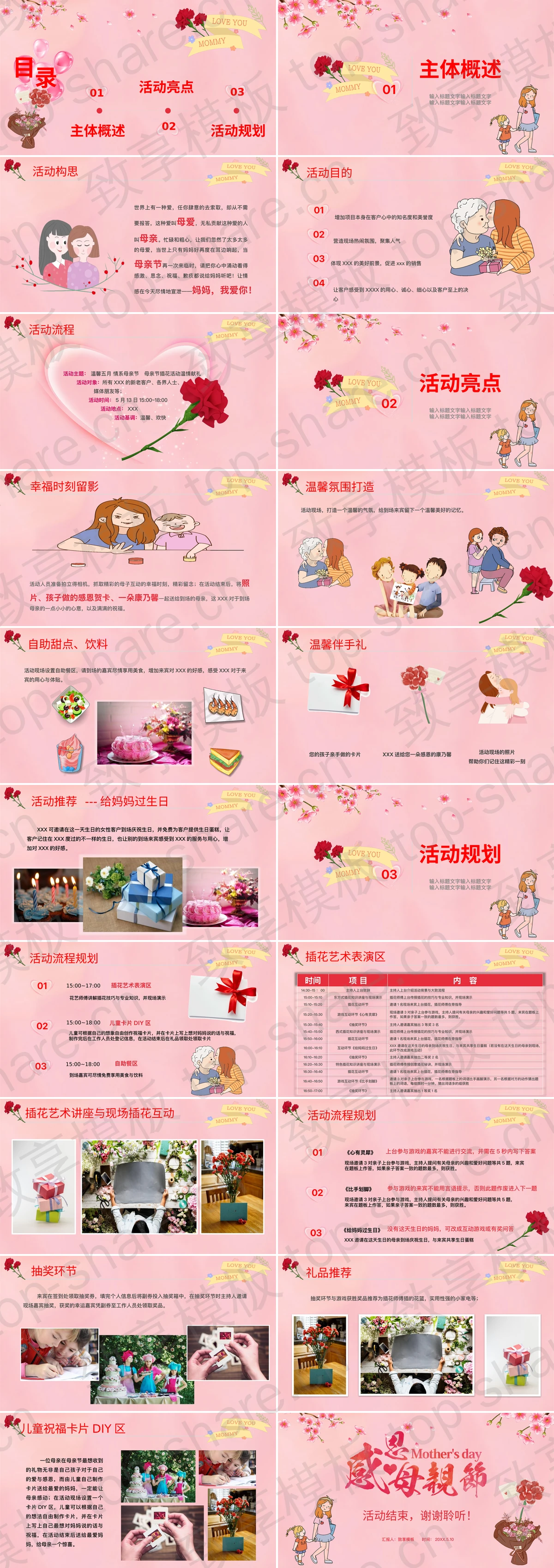 图片[2]-粉色卡通风格的“感恩母亲节”母亲节活动主题策划方案PPT模板 - 致享TOP-SHARE-致享TOP-SHARE