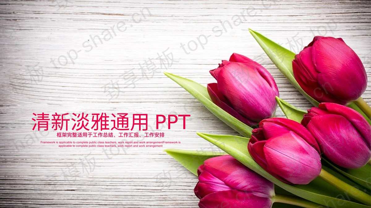 精致玫瑰花背景的爱情情人节PPT模板-致享TOP-SHARE