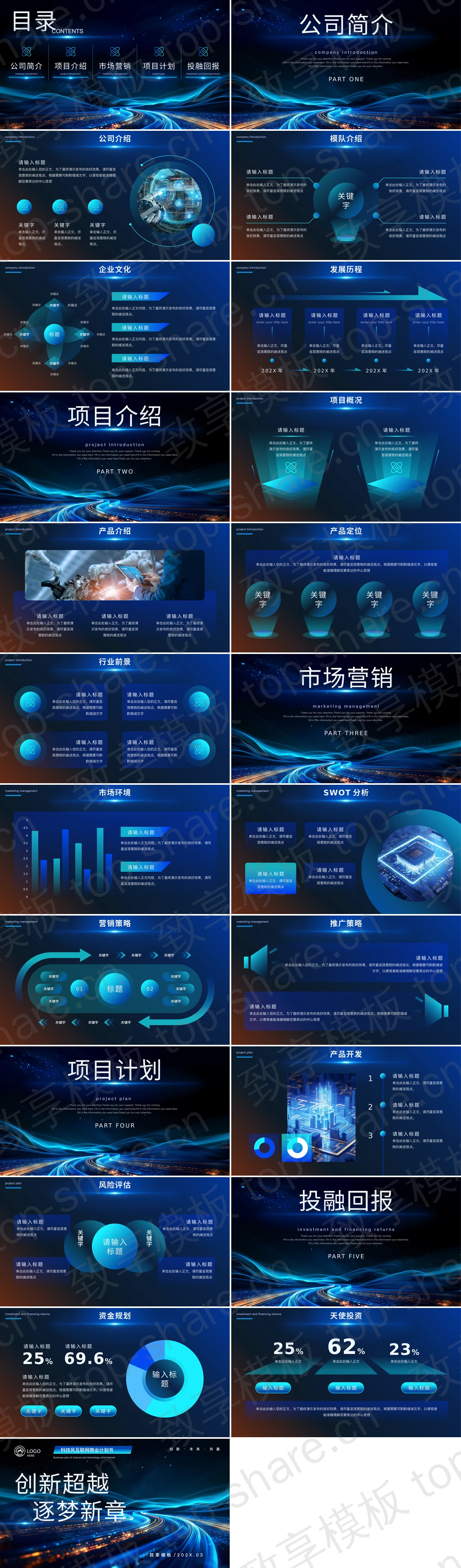 图片[2]-蓝色科技风“创新超越逐梦新章”互联网商业计划书PPT模板 - 致享TOP-SHARE-致享TOP-SHARE