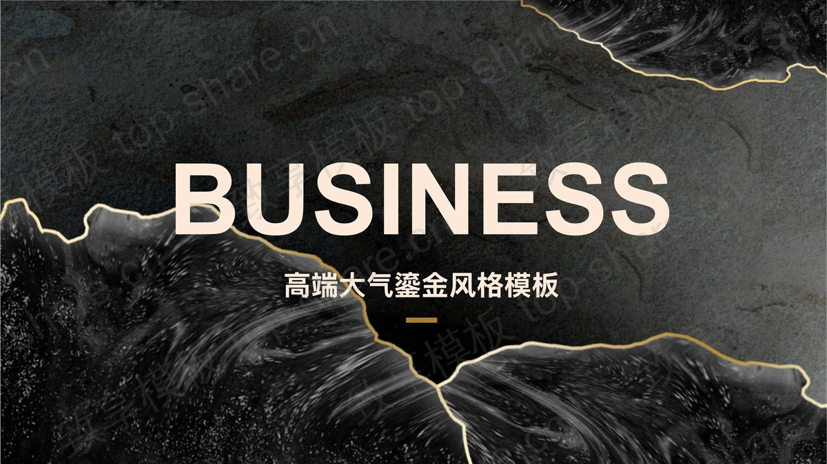 高端大气黑色鎏金风商务汇报PPT模板下载-致享TOP-SHARE