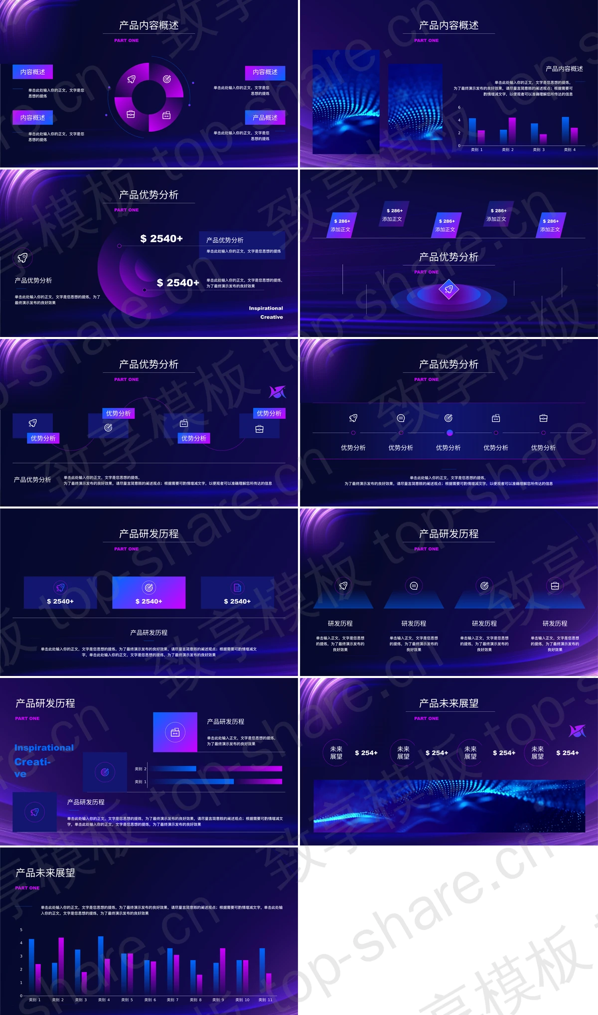 图片[2]-蓝紫发光曲线背景的科技风产品发布会PPT模板 - 致享TOP-SHARE-致享TOP-SHARE