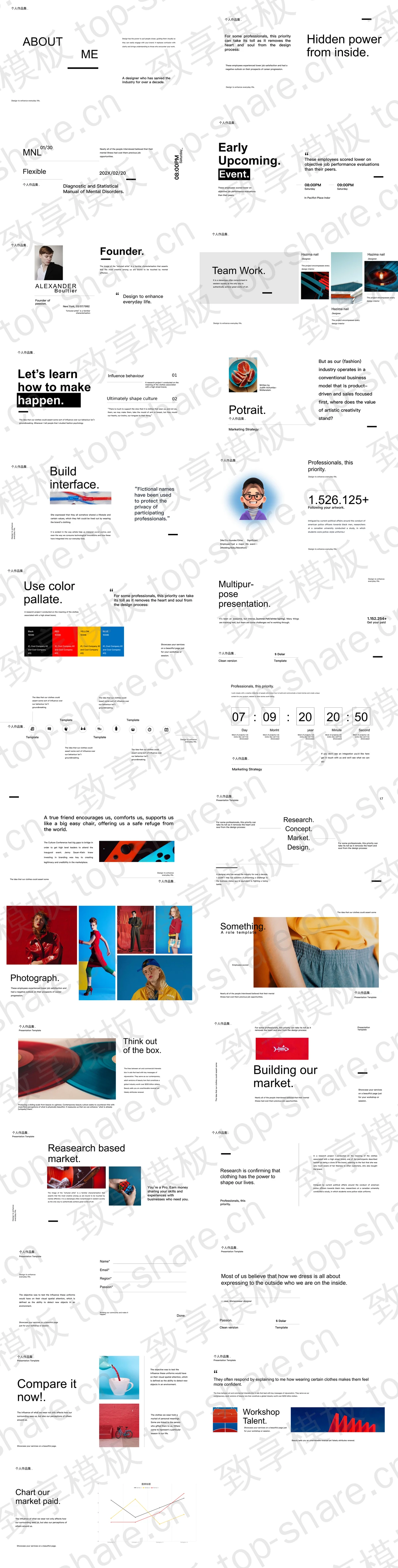 图片[2]-简洁立体卡通风格欧美个人作品集PPT模板 - 致享TOP-SHARE-致享TOP-SHARE