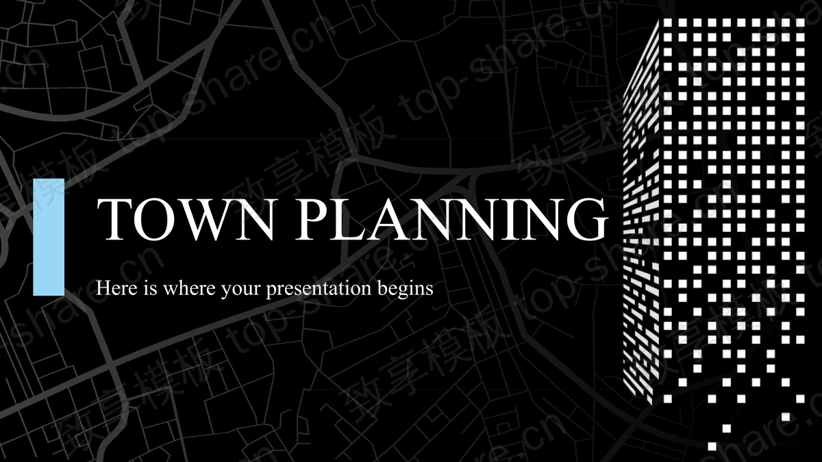 黑色城市地图背景欧美风商务汇报PPT模板 - 致享TOP-SHARE-致享TOP-SHARE