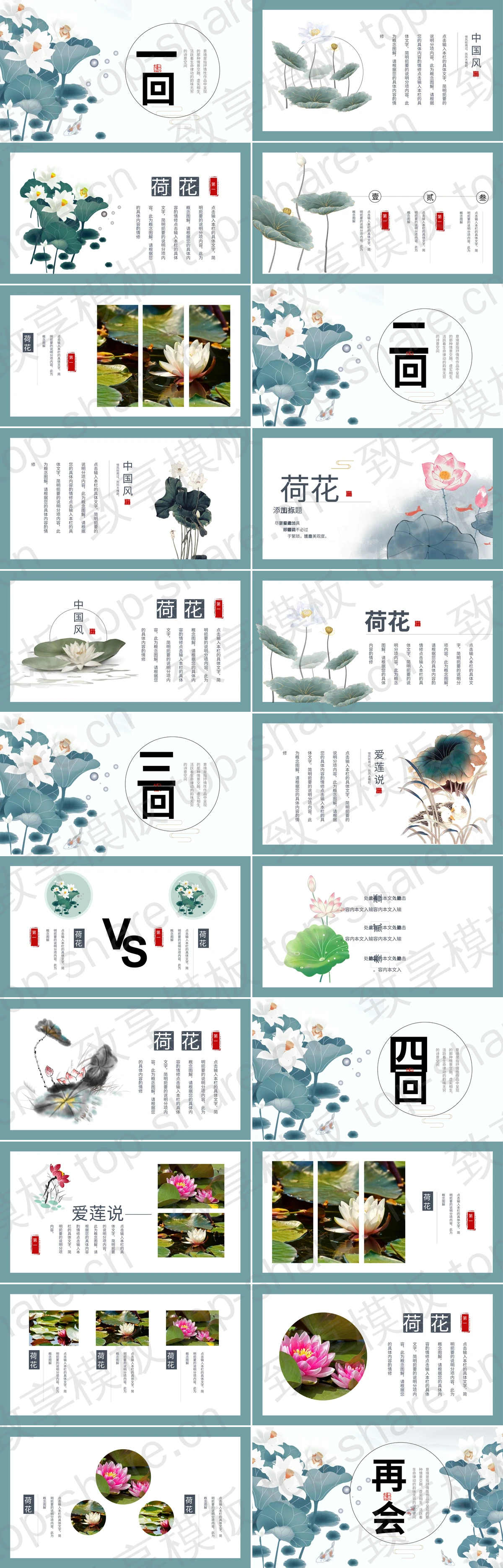 图片[2]-精美荷花背景的夏荷PPT模板下载 - 致享TOP-SHARE-致享TOP-SHARE