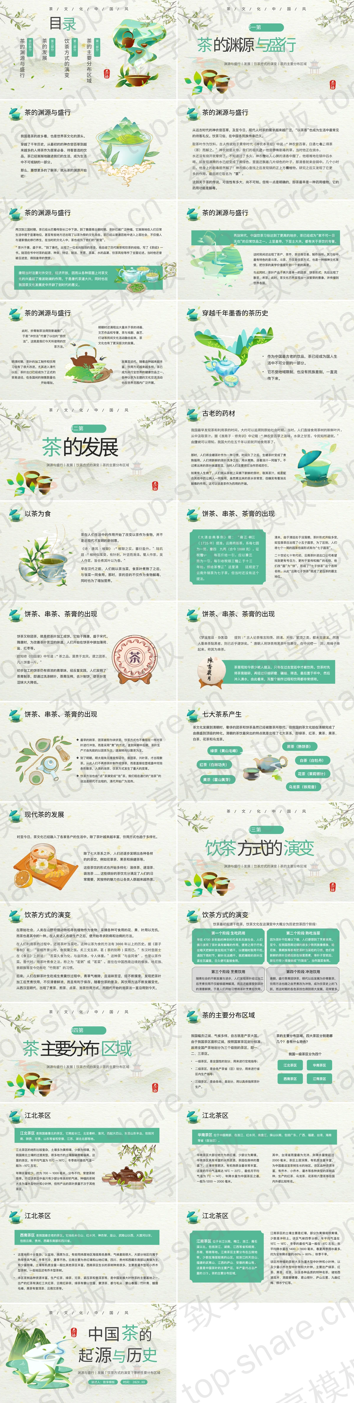 图片[2]-绿色国潮风中国茶的起源与历史PPT模板 - 致享TOP-SHARE-致享TOP-SHARE