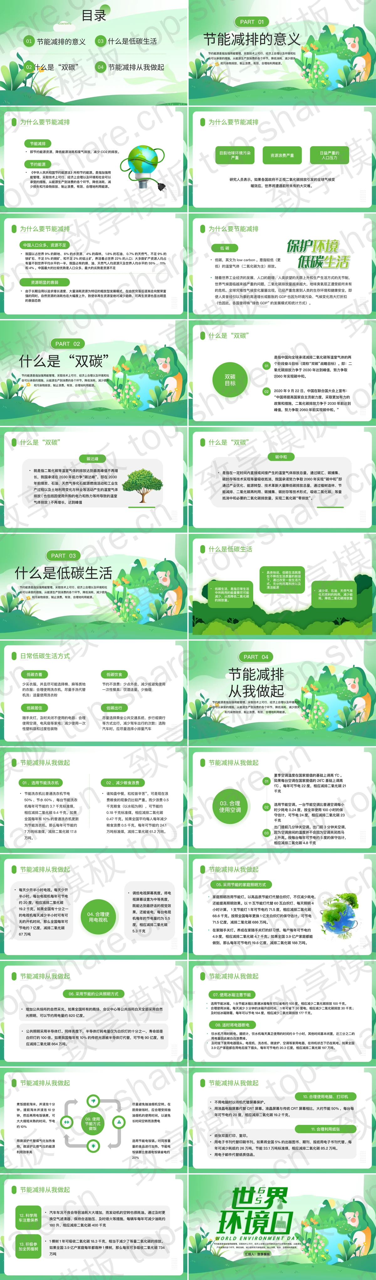 图片[2]-绿色卡通花草女孩背景的世界环境日PPT模板下载 - 致享TOP-SHARE-致享TOP-SHARE
