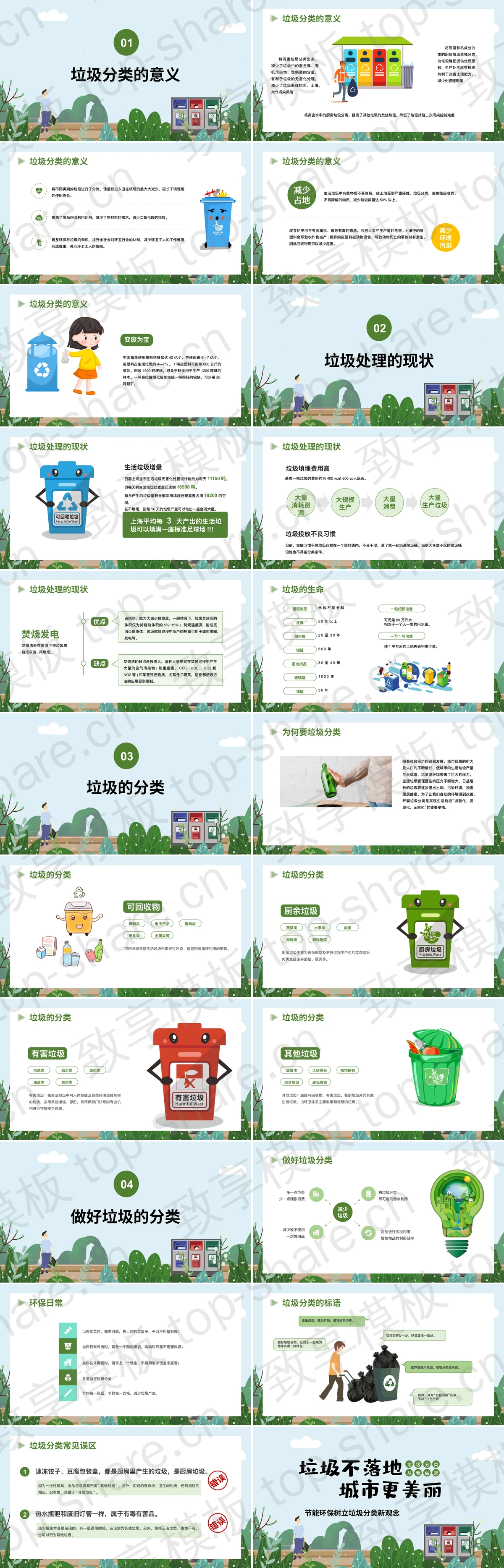 图片[2]-绿色“垃圾不落地城市更美丽”节能环保树立垃圾分类新观念PPT模板下载 - 致享TOP-SHARE-致享TOP-SHARE
