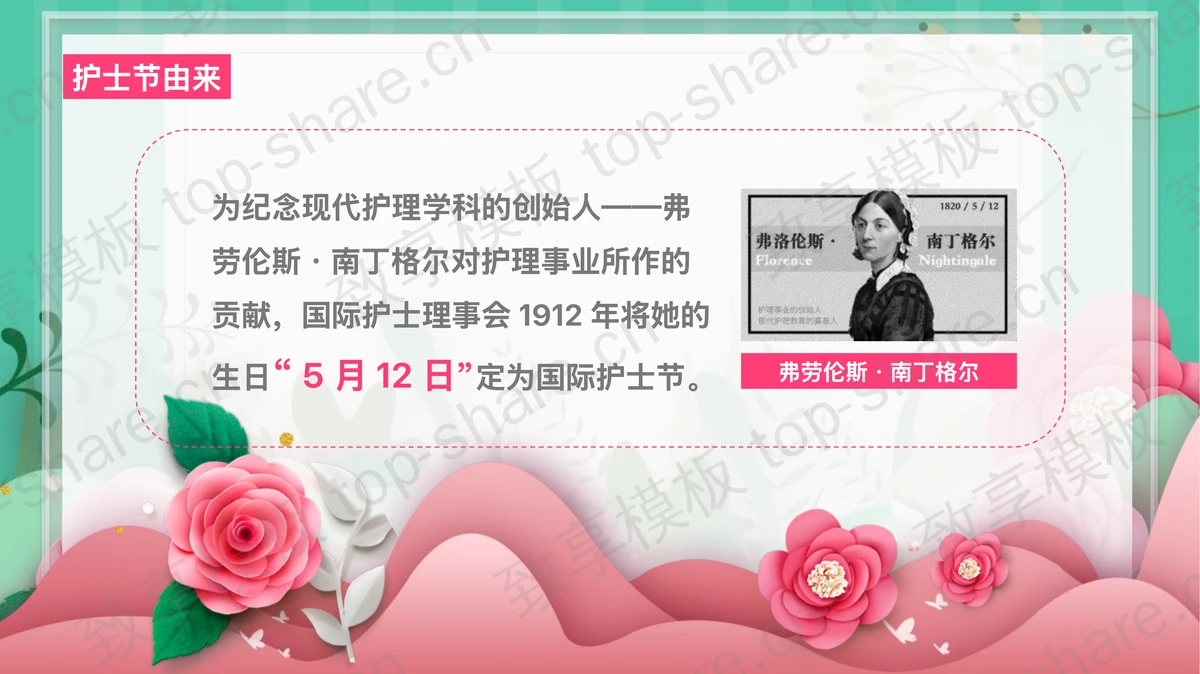 绿粉卡通护士背景国际护士节主题活动PPT模板 - 致享TOP-SHARE-致享TOP-SHARE