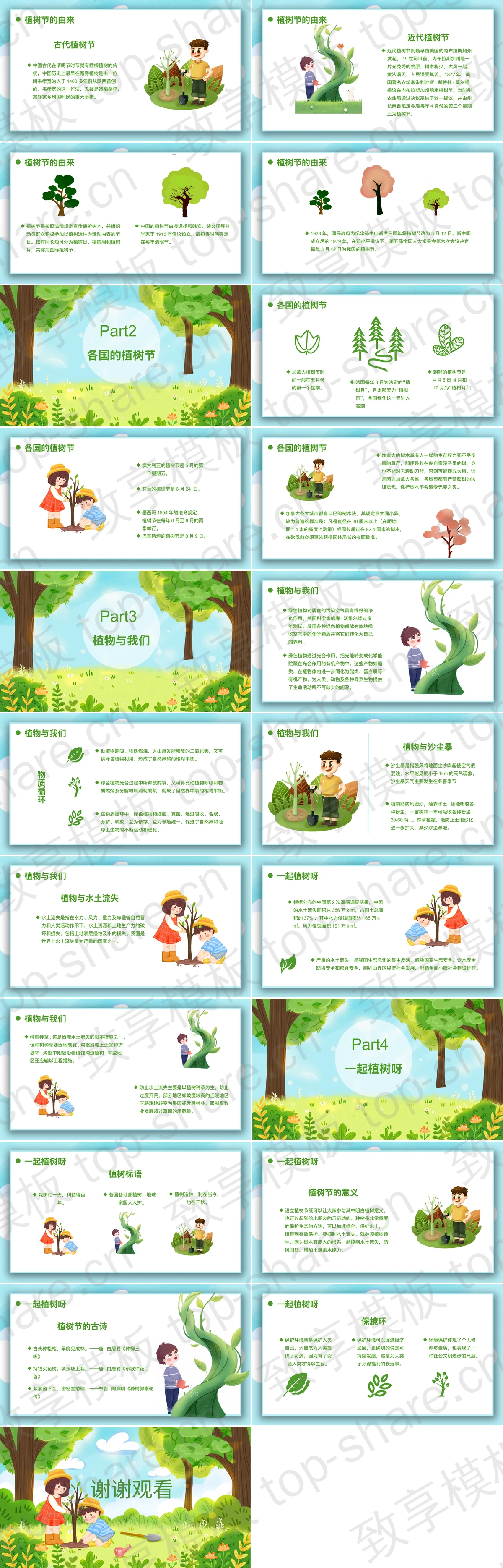 图片[2]-可爱插画植树的小朋友背景“3·12植树节”节日介绍PPT模板 - 致享TOP-SHARE-致享TOP-SHARE