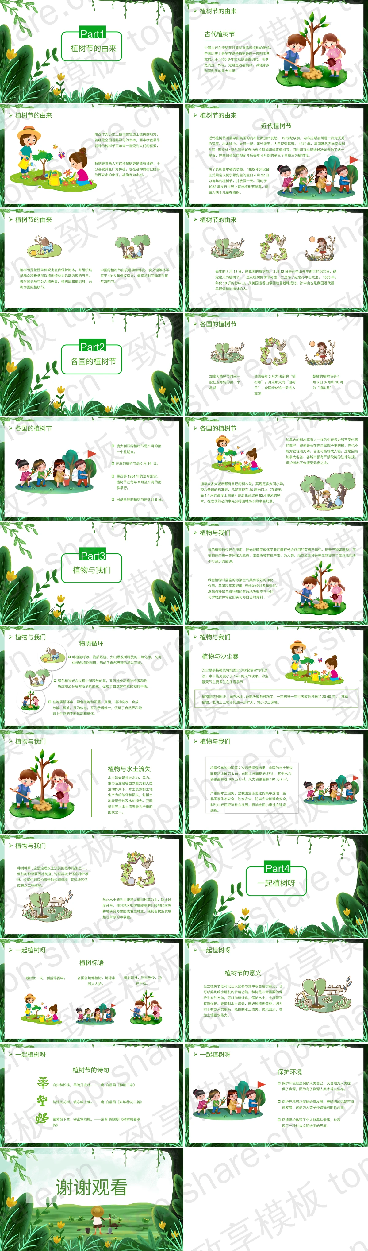 图片[2]-绿色植树的小孩插画背景植树节节日介绍PPT模板 - 致享TOP-SHARE-致享TOP-SHARE