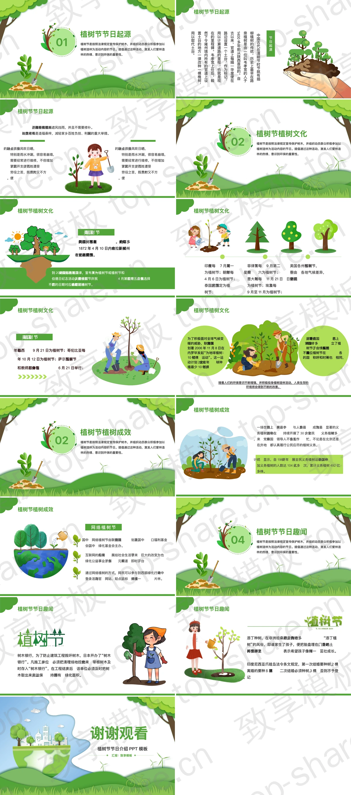 图片[2]-绿色卡通地球树木背景植树节节日介绍PPT模板 - 致享TOP-SHARE-致享TOP-SHARE