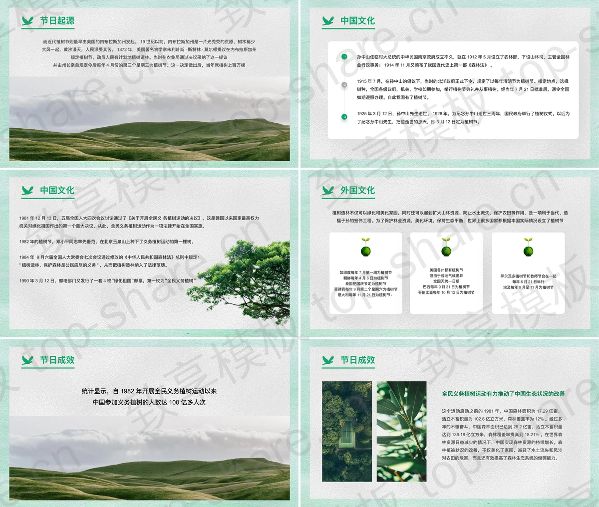 图片[2]-绿色卡通地球背景植树节节日介绍PPT模板 - 致享TOP-SHARE-致享TOP-SHARE