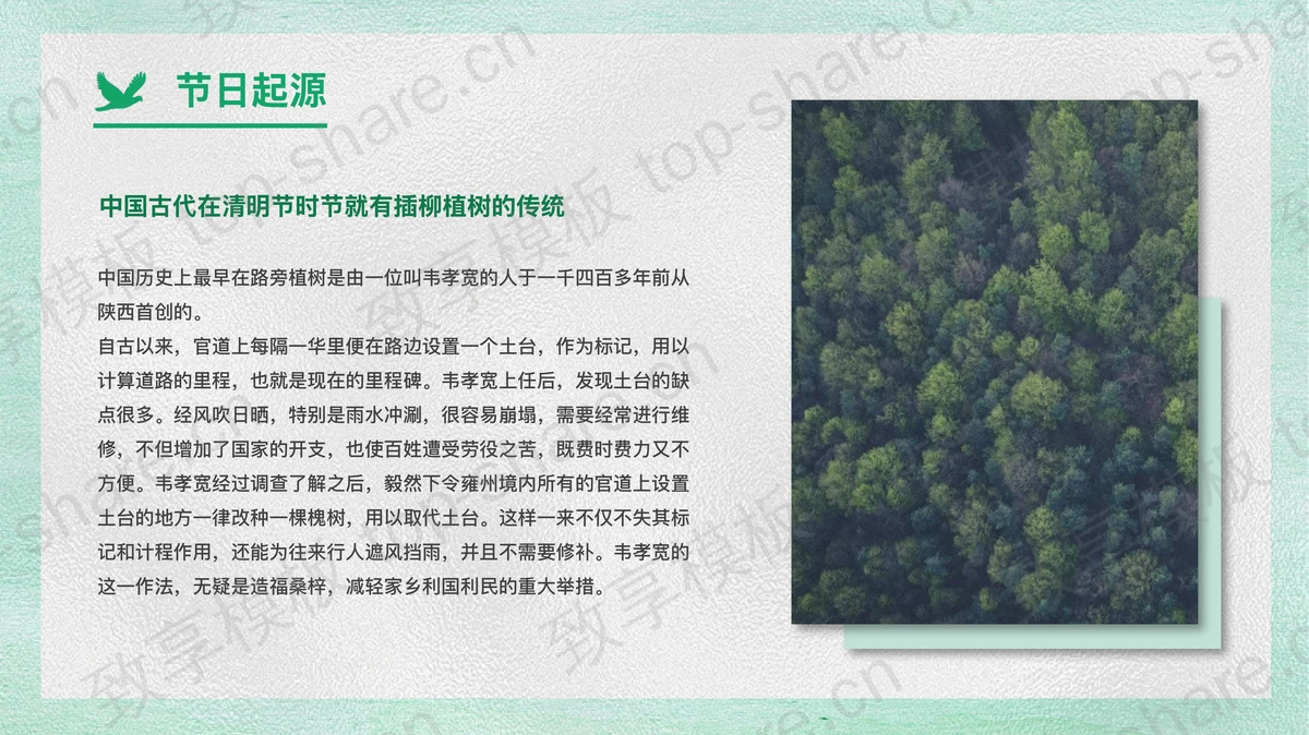 绿色卡通地球背景植树节节日介绍PPT模板-致享TOP-SHARE