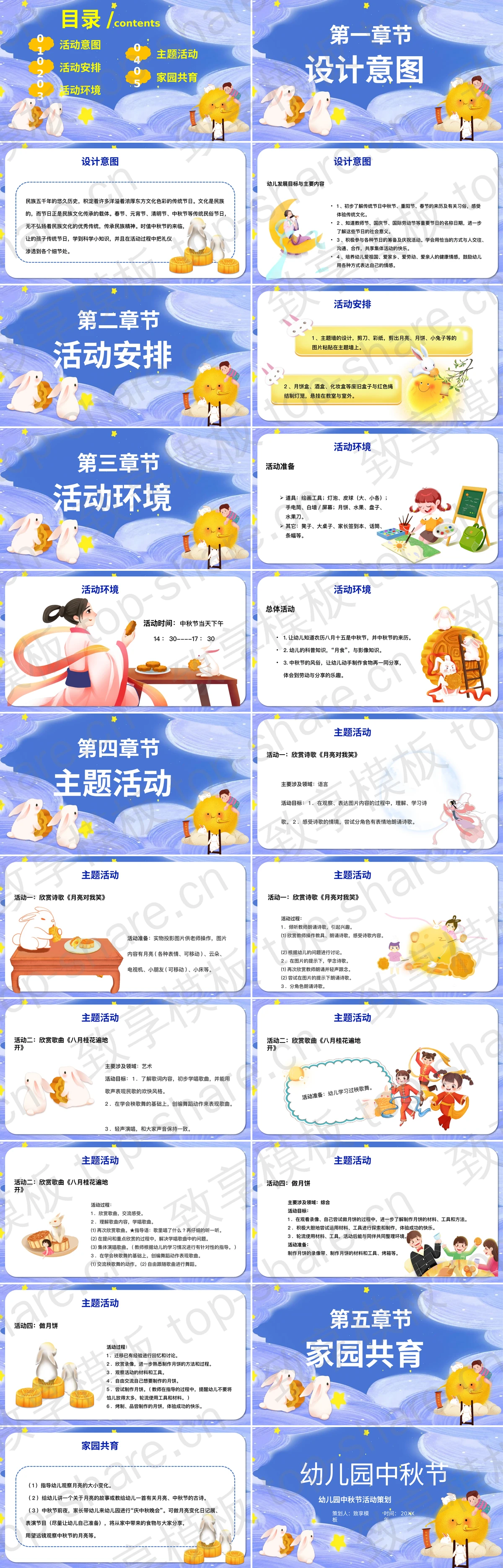 图片[2]-蓝色可爱卡通风格的幼儿园中秋节活动策划PPT模板 - 致享TOP-SHARE-致享TOP-SHARE