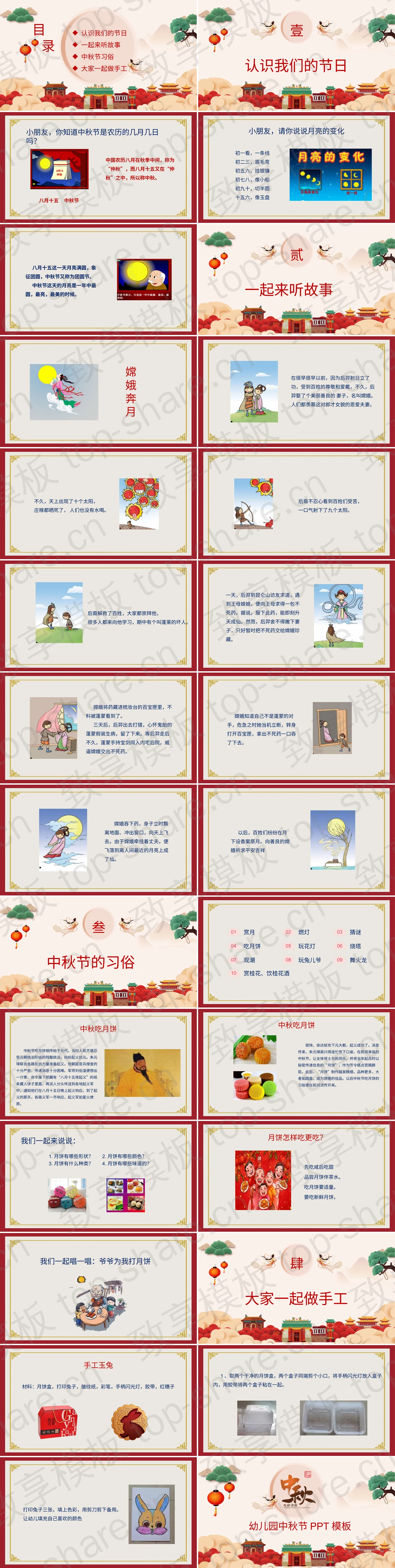 图片[2]-红色古典中国风幼儿园中秋节主题班会PPT模板 - 致享TOP-SHARE-致享TOP-SHARE
