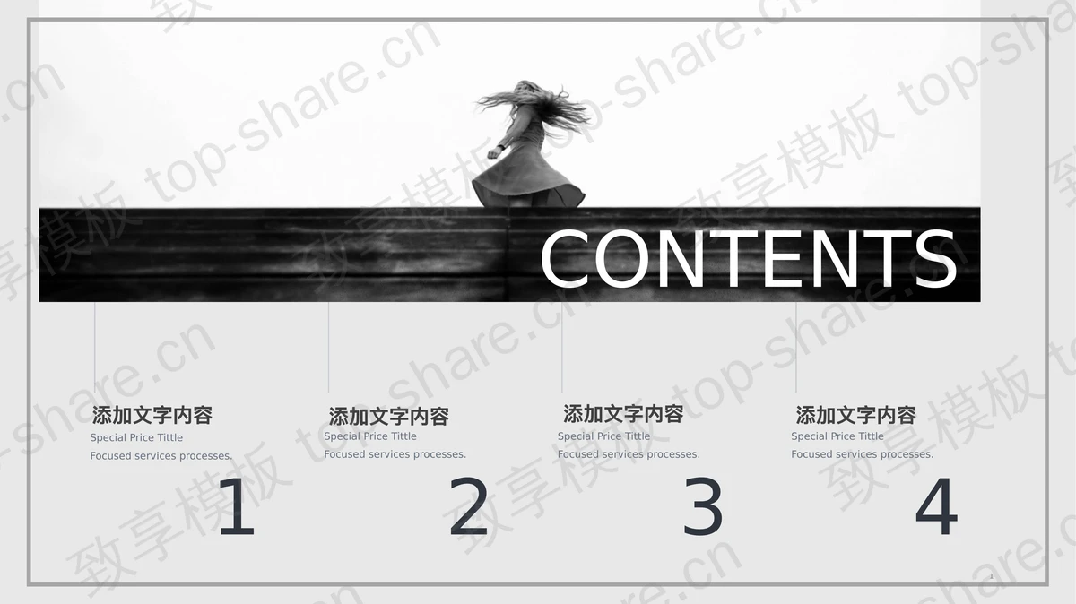 灰色时尚风格工作总结PPT模板-致享TOP-SHARE