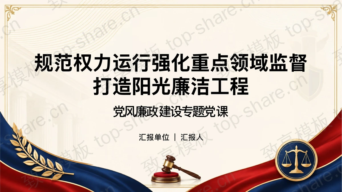 规范权力运行强化重点领域监督打造阳光廉洁工程PPT下载-致享TOP-SHARE