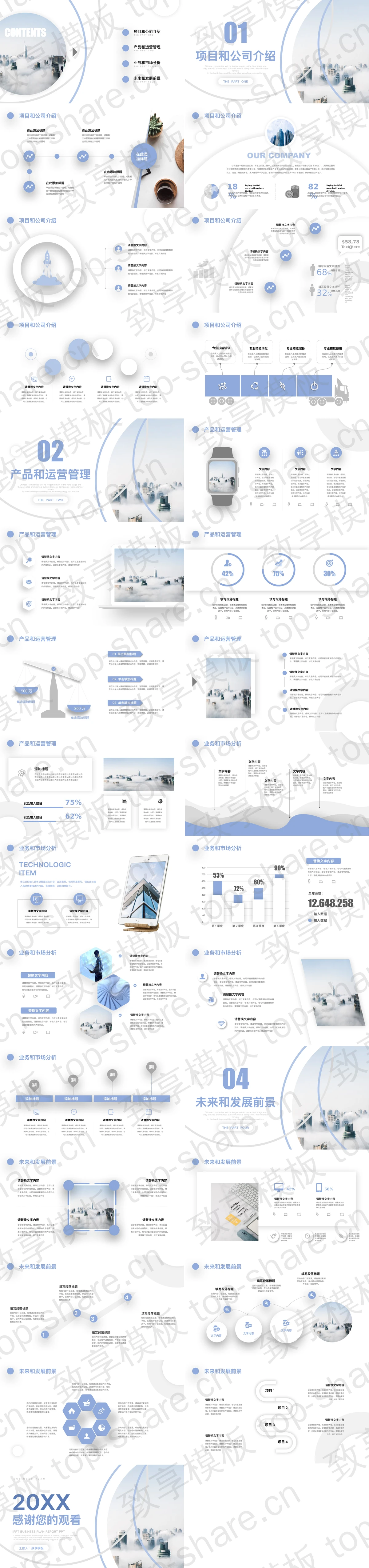 图片[2]-蓝色大气建筑背景商业项目计划书PPT模板免费下载 - 致享TOP-SHARE-致享TOP-SHARE