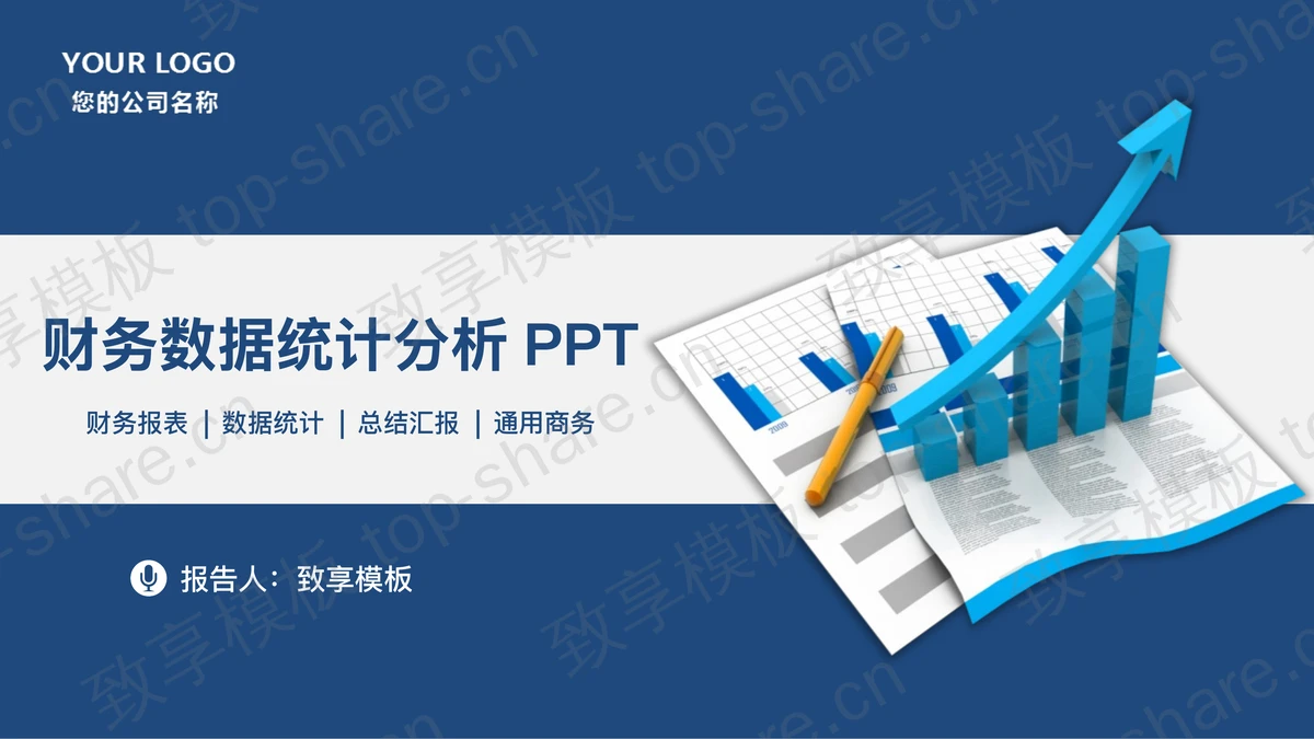 财务数据统计分析报告PPT模板-致享TOP-SHARE