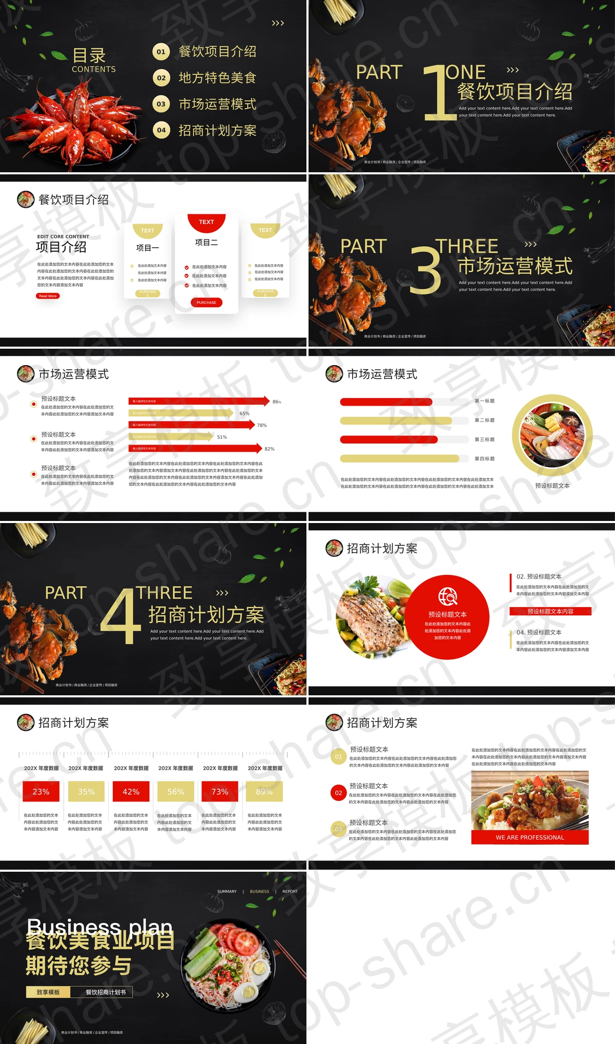 图片[2]-黑色精美餐饮美食业项目招商计划书PPT模板 - 致享TOP-SHARE-致享TOP-SHARE