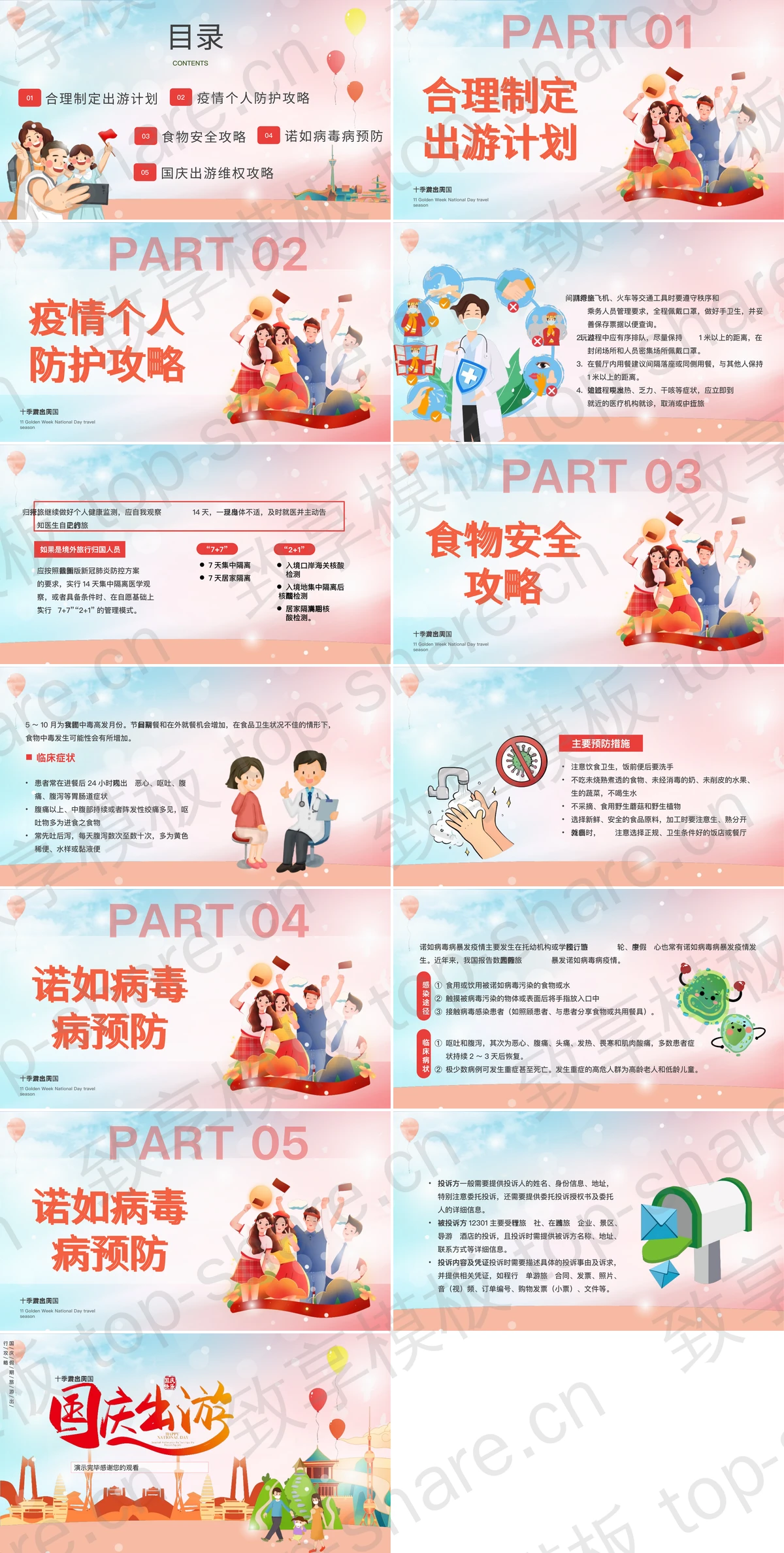 图片[2]-多彩卡通风格的十一黄金周国庆出游旅游攻略PPT模板 - 致享TOP-SHARE-致享TOP-SHARE