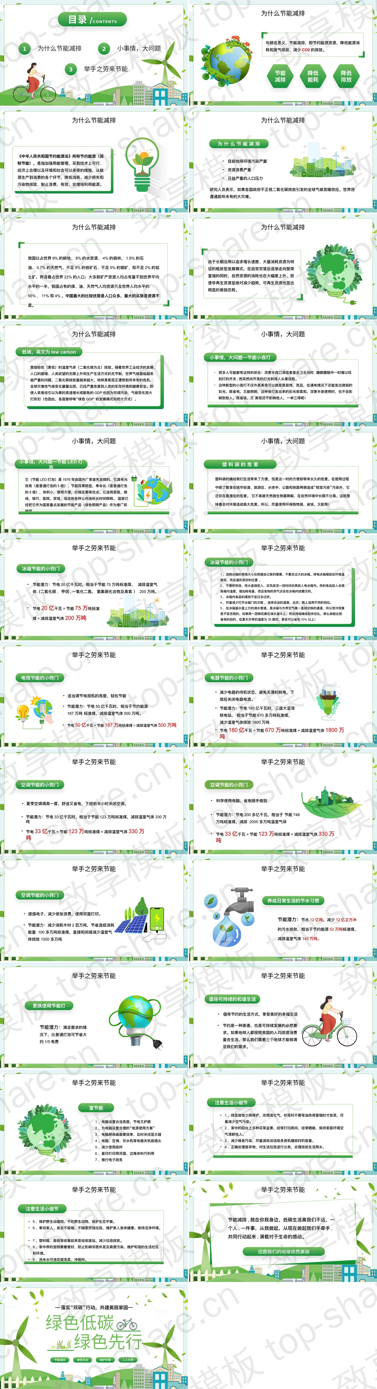 图片[2]-绿色卡通风格的“绿色低碳绿色先行”节能减排环保主题PPT模板下载 - 致享TOP-SHARE-致享TOP-SHARE