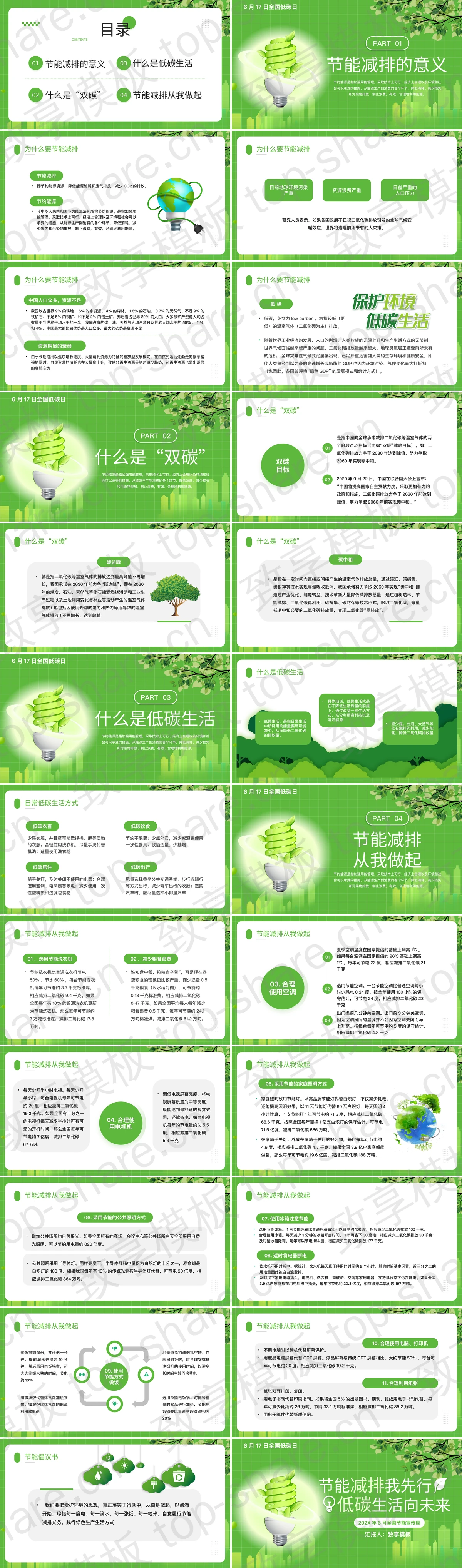 图片[2]-绿色电灯背景的“节能减排我先行低碳生活向未来”全国节能宣传周PPT模板下载 - 致享TOP-SHARE-致享TOP-SHARE