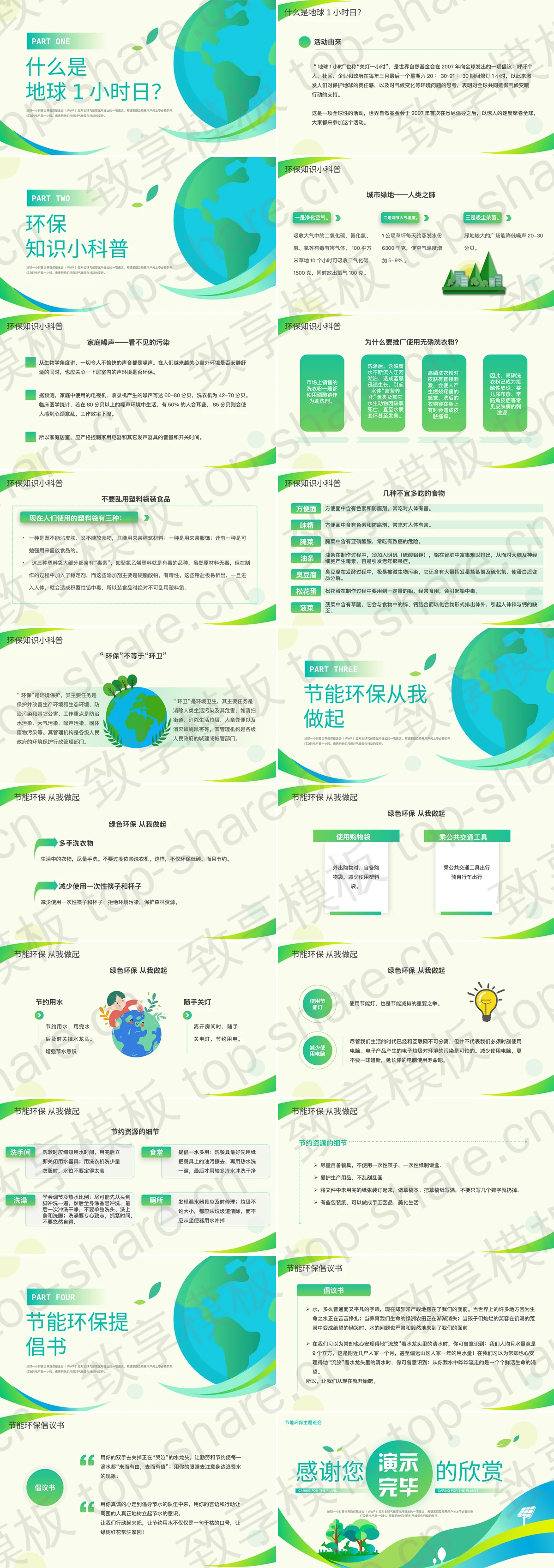 图片[2]-蓝绿配色“关爱地球不止这一小时”环保主题PPT模板下载 - 致享TOP-SHARE-致享TOP-SHARE