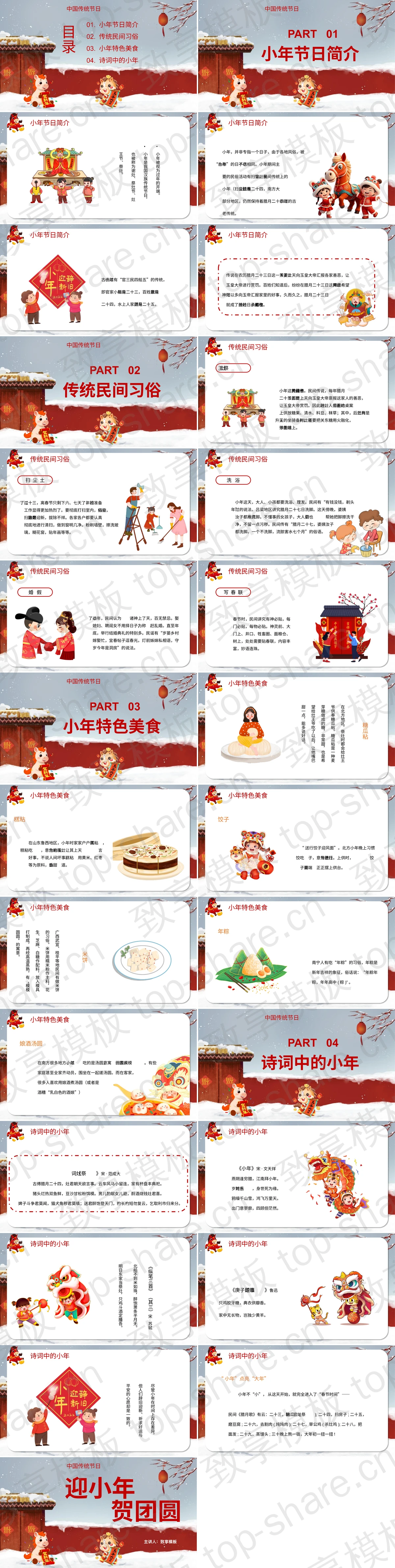 图片[2]-精美卡通风格“迎小年贺团圆”中国传统节日小年介绍PPT模板 - 致享TOP-SHARE-致享TOP-SHARE