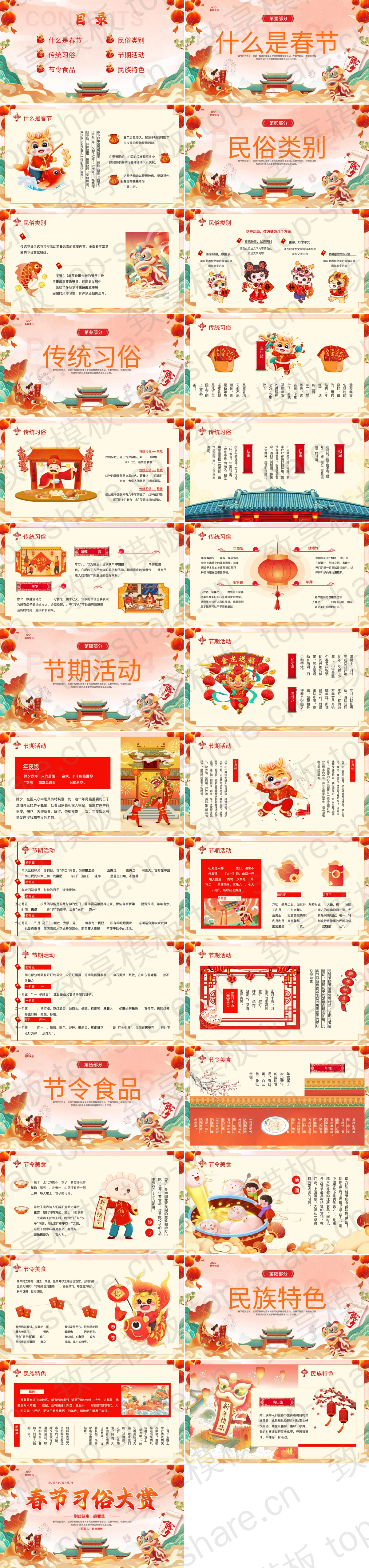 图片[2]-红色国潮风春节习俗大赏PPT模板 - 致享TOP-SHARE-致享TOP-SHARE