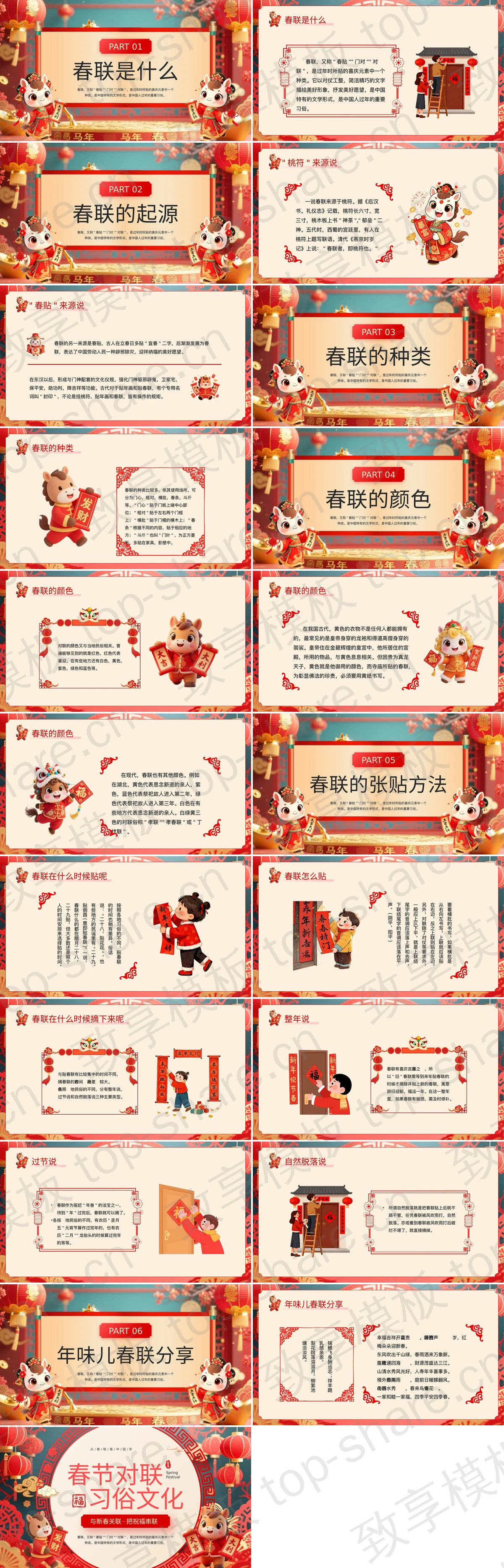 图片[2]-红色喜庆春节对联习俗文化介绍PPT模板 - 致享TOP-SHARE-致享TOP-SHARE