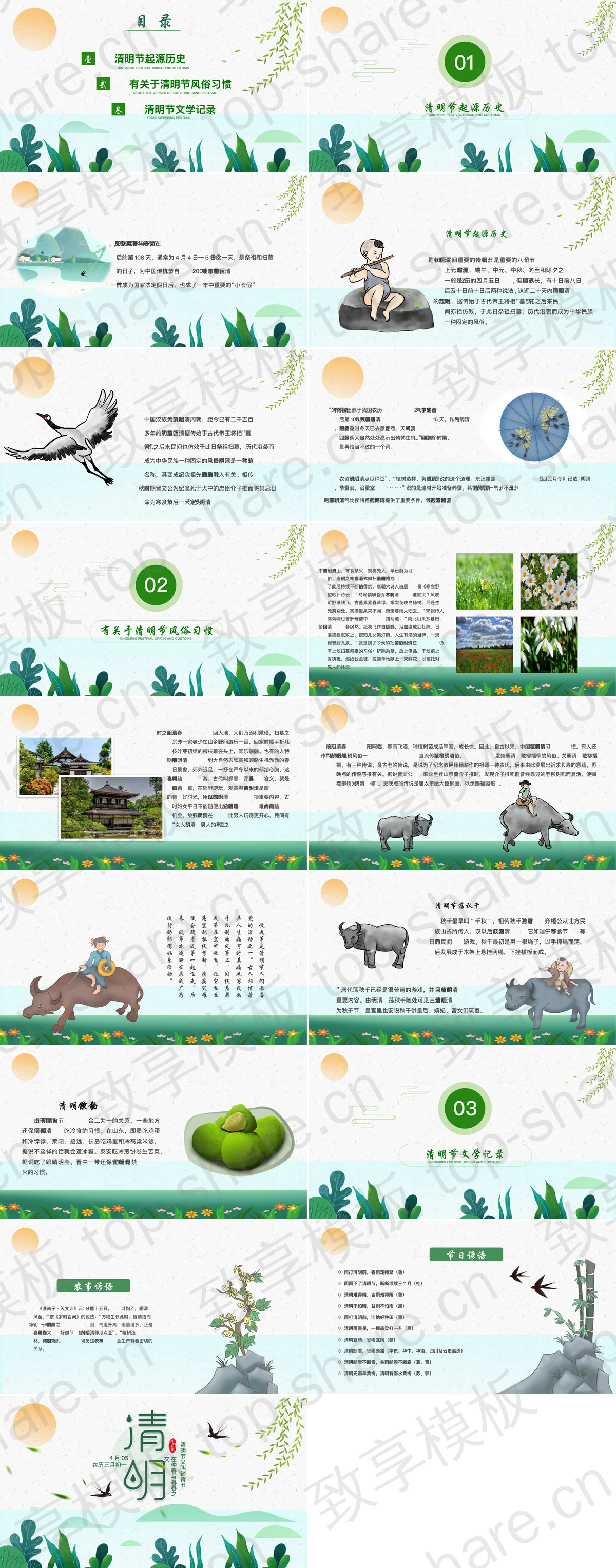 图片[2]-绿色清新卡通风格的清明节节日介绍PPT模板 - 致享TOP-SHARE-致享TOP-SHARE