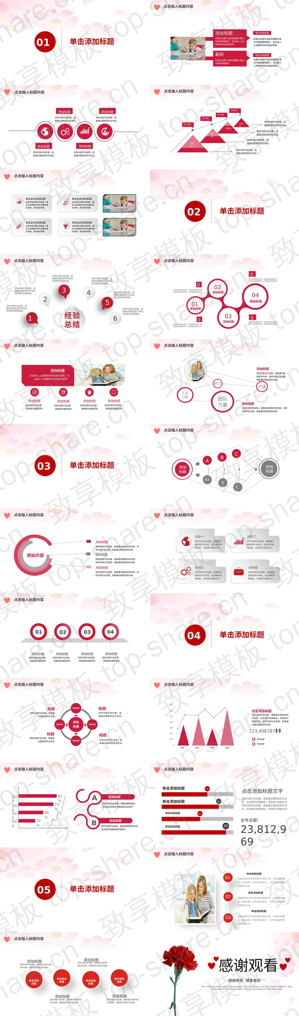 图片[2]-一束康乃馨背景的感恩母亲PPT模板下载 - 致享TOP-SHARE-致享TOP-SHARE