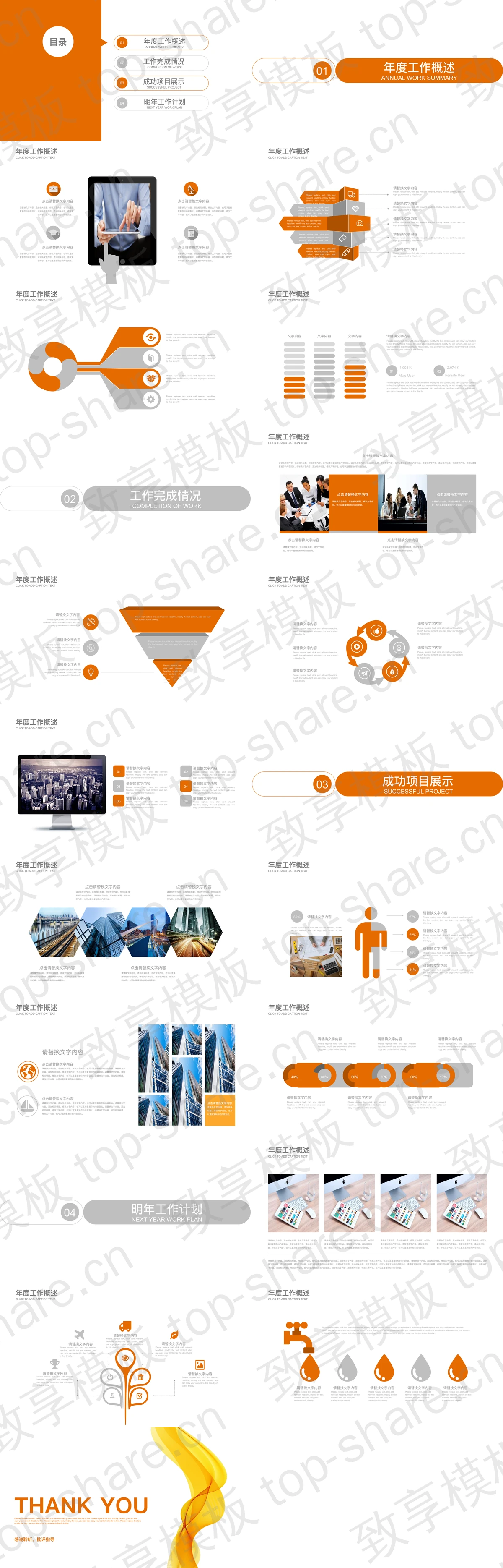 图片[2]-橙色简洁曲线背景工作汇报PPT模板 - 致享TOP-SHARE-致享TOP-SHARE