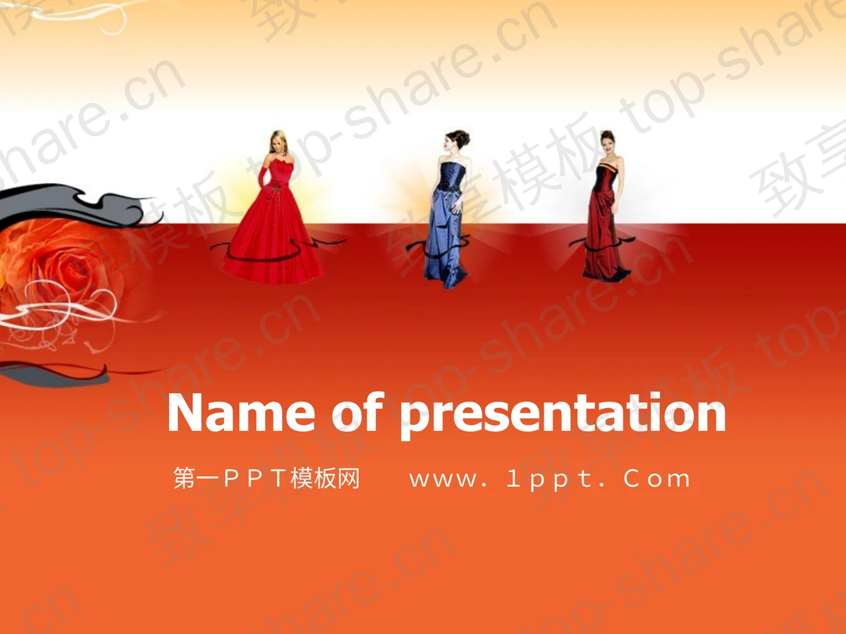 红色时装模特背景艺术PPT模板下载-致享TOP-SHARE