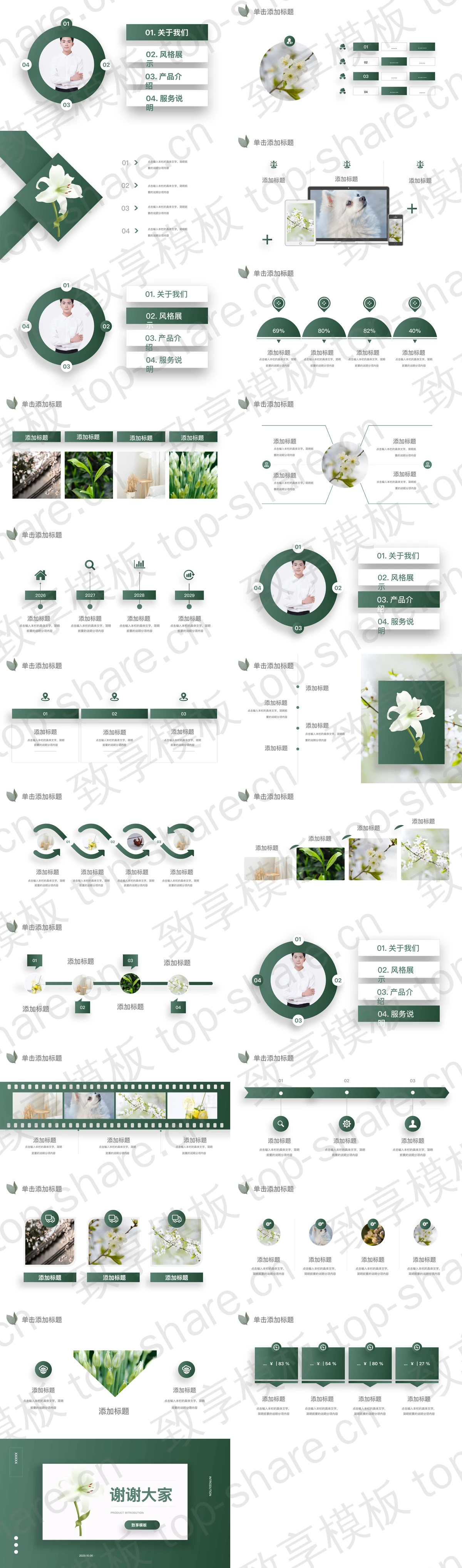 图片[2]-绿色清新花朵背景的产品介绍PPT模板下载 - 致享TOP-SHARE-致享TOP-SHARE