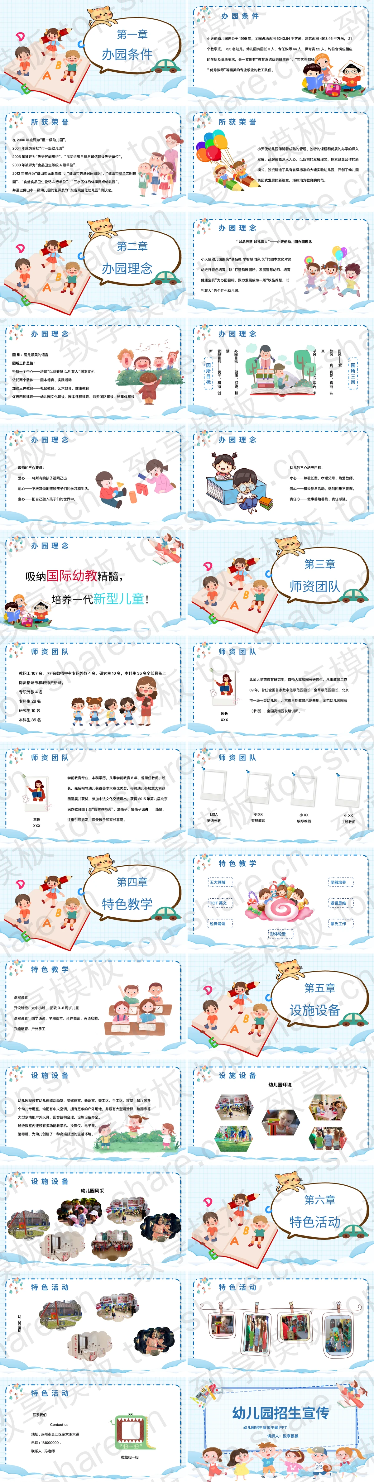 图片[2]-蓝色卡通小朋友背景幼儿园招生宣传PPT模板 - 致享TOP-SHARE-致享TOP-SHARE