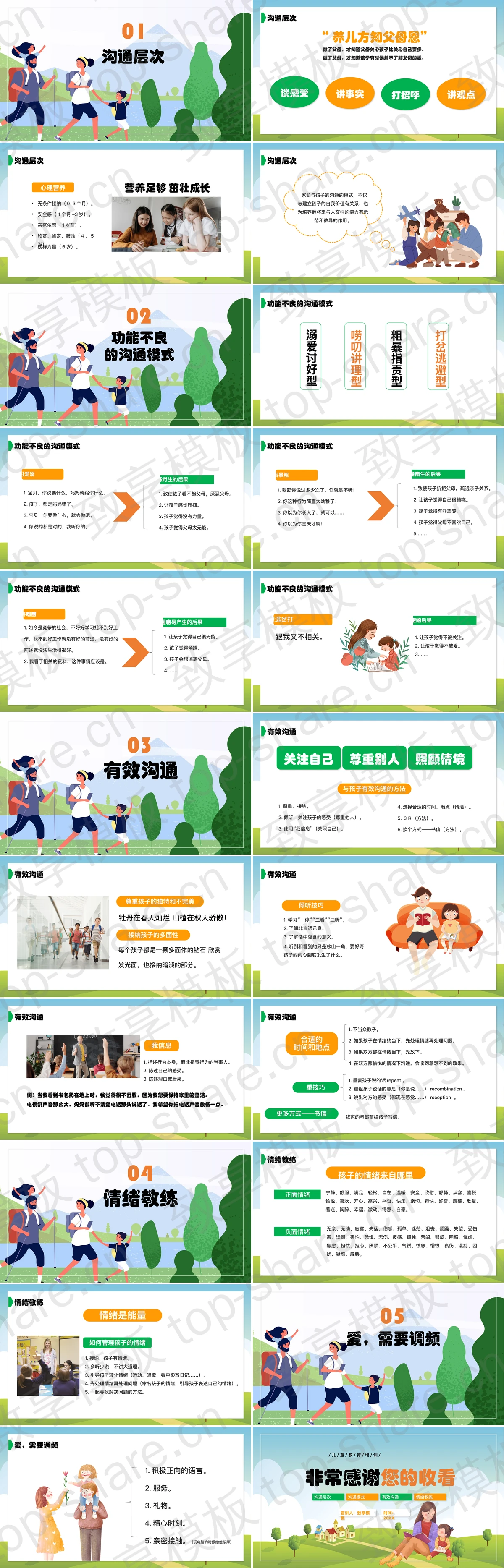 图片[2]-卡通读书的母女背景如何跟孩子有效沟通PPT模板 - 致享TOP-SHARE-致享TOP-SHARE
